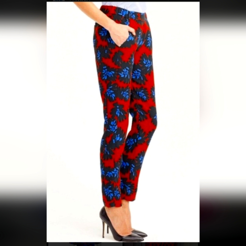 J. Crew Brick And Blue Pull On Tapered Pants
